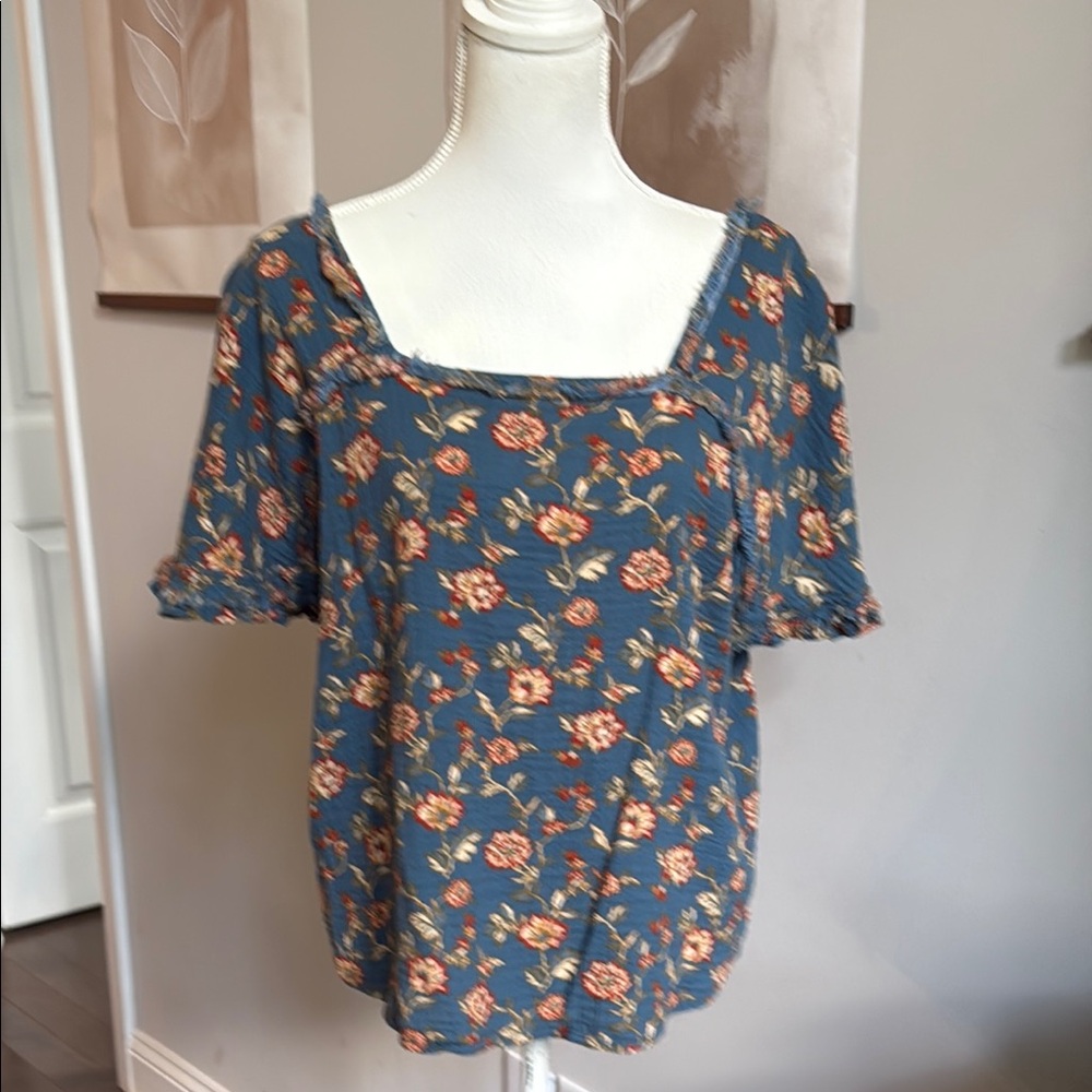 Floral Blue Women's Top